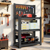 3-Tier Heavy-Duty Metal Storage Shelving Unit with Pegboard
