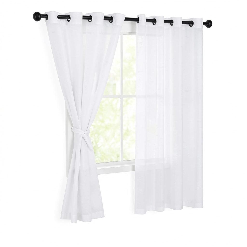Hiasan White Sheer Curtains for Bedroom With Tiebacks, W52 X L63, 2 Soft Panels