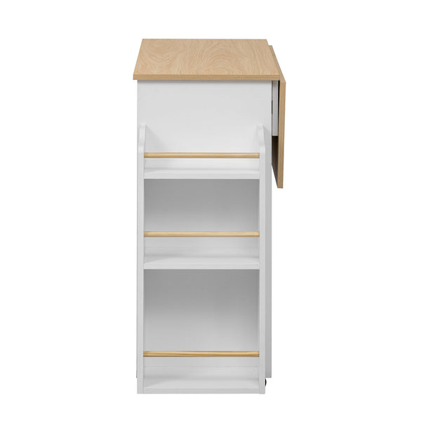 Modern Style 2-in-1 Pet Friendly Dog Crate Kitchen Island End Table Natural White MDF Metal Pine