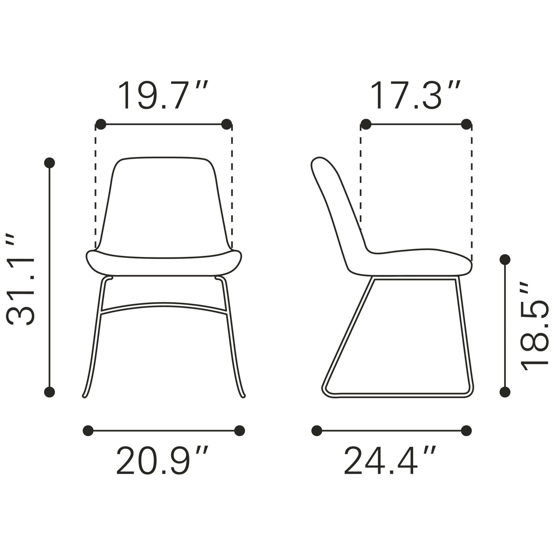 Tammy Dining Chair (Set of 2) Green