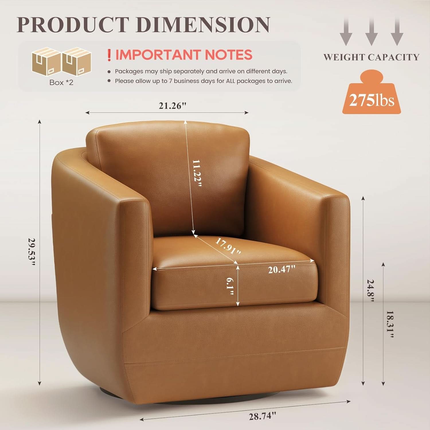 Brown 360 Degree Swivel Premium Upholstered Chairs