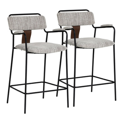 Couva Counter Stool (Set of 2) Gray Tweed
