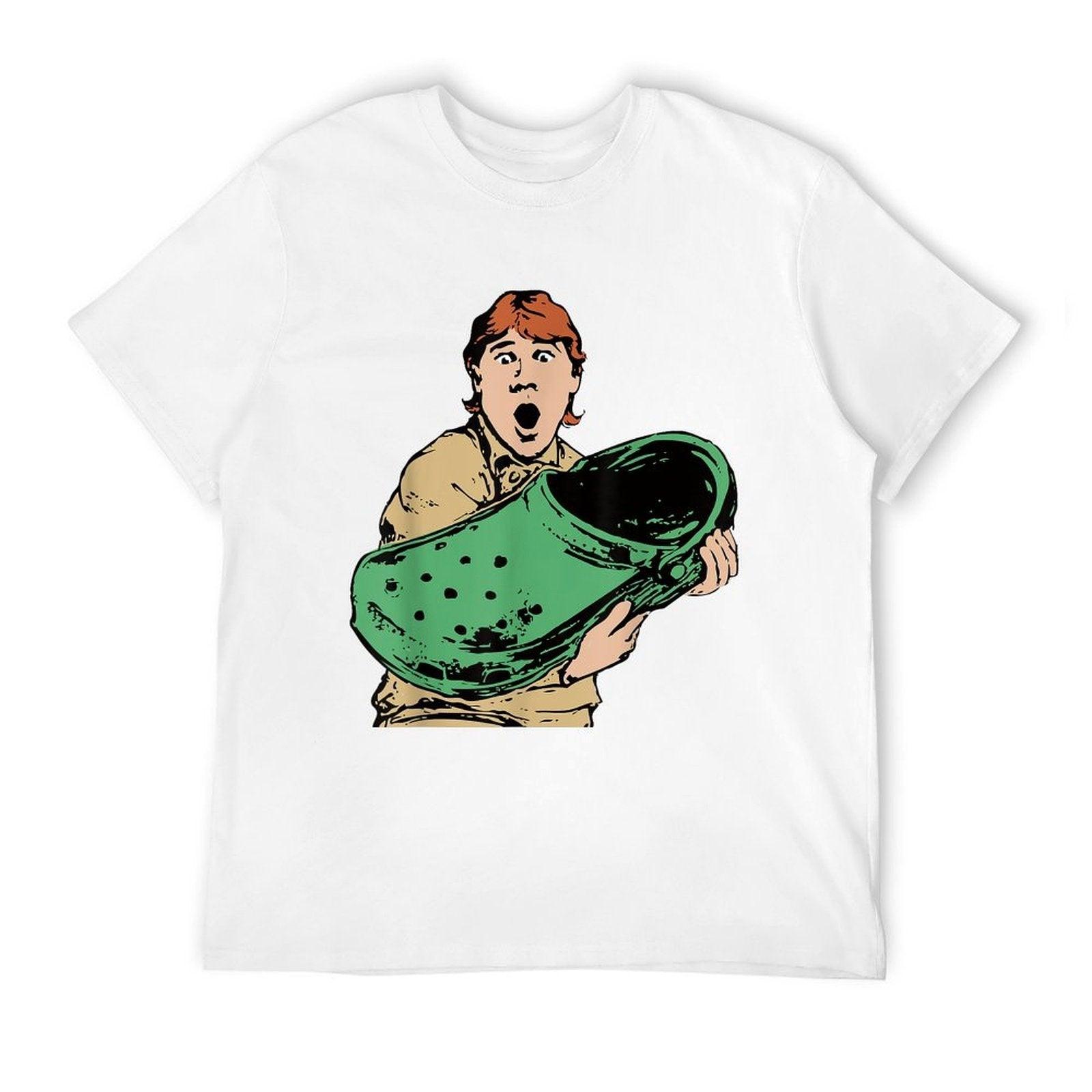 Crikey A Croc Funny Australian Crocodile Man  Ribbed Collar T-Shirt