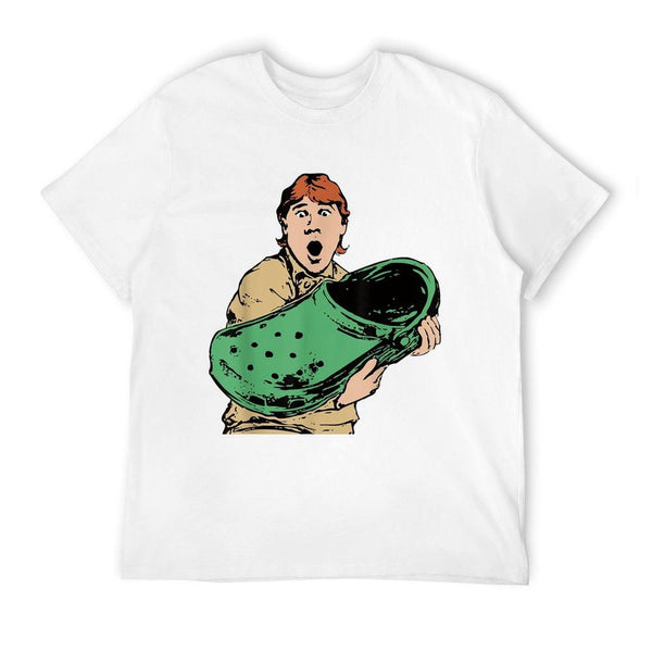 Crikey A Croc Funny Australian Crocodile Man  Ribbed Collar T-Shirt