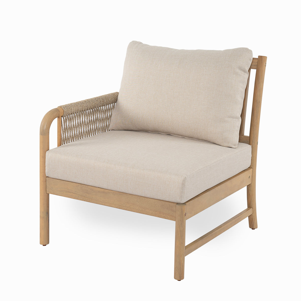 Casper Outdoor Left Arm Chair Acacia Wood and Woven Rope