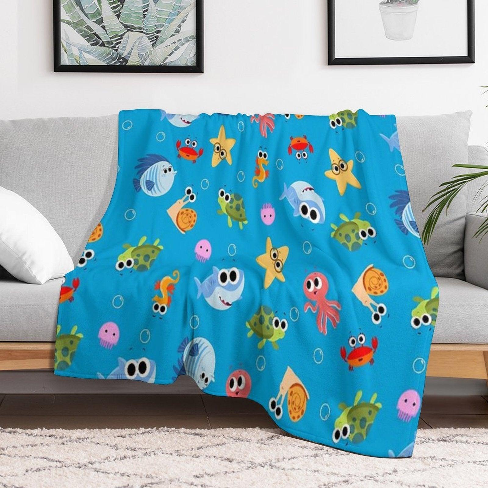 Finny The Shark Pattern 01 Throw Blanket
