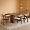 Beige Upholstered Contemporary Wood Dining Chair Set
