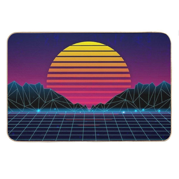Future Synthwave Aesthetics Bath Mat