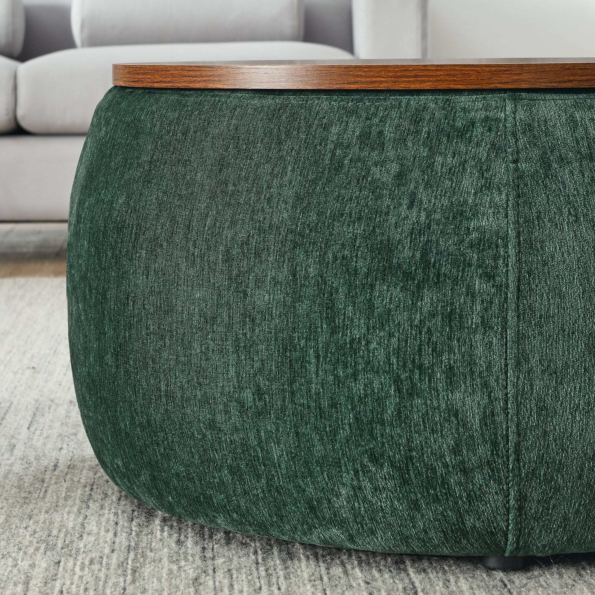 Modern Classic Round Storage Ottoman Coffee Table with Removable Top BLAKHOM