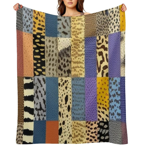 Animal Print Patchwork Quilt All-season Throw Blanket