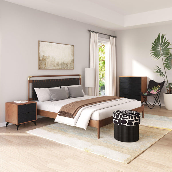 Zarif Nightstand Black & Walnut