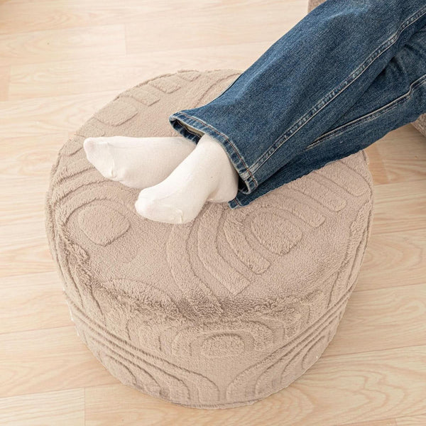 Khaki Round Ottoman Pouf 20x20x14 Inches Luxurious