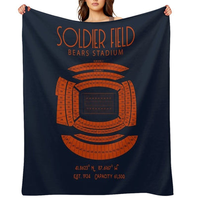 Chicago Bears Soldier Field Poster Print Compact Throw Blanket