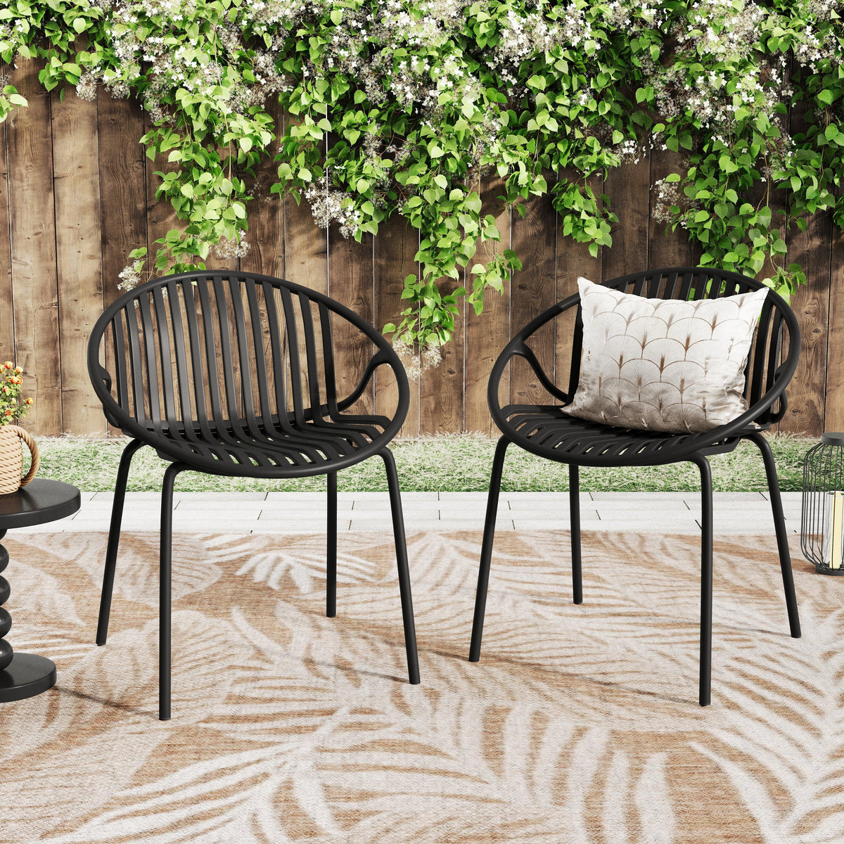 Patio Dining Chairs with Breathable Design (Set of 2)