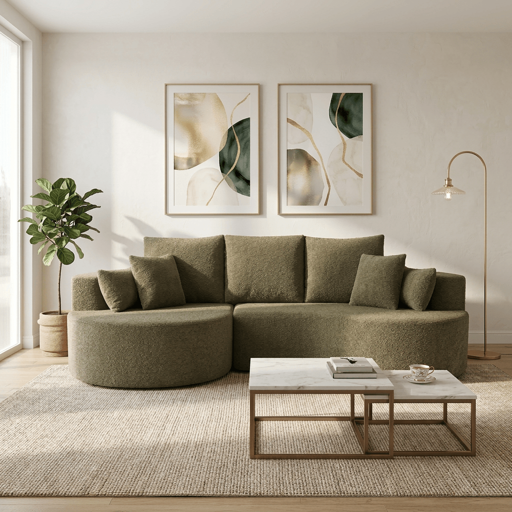 106 Inch 2-Piece Fabric Cloud Curved Sectional Corduroy Sofa