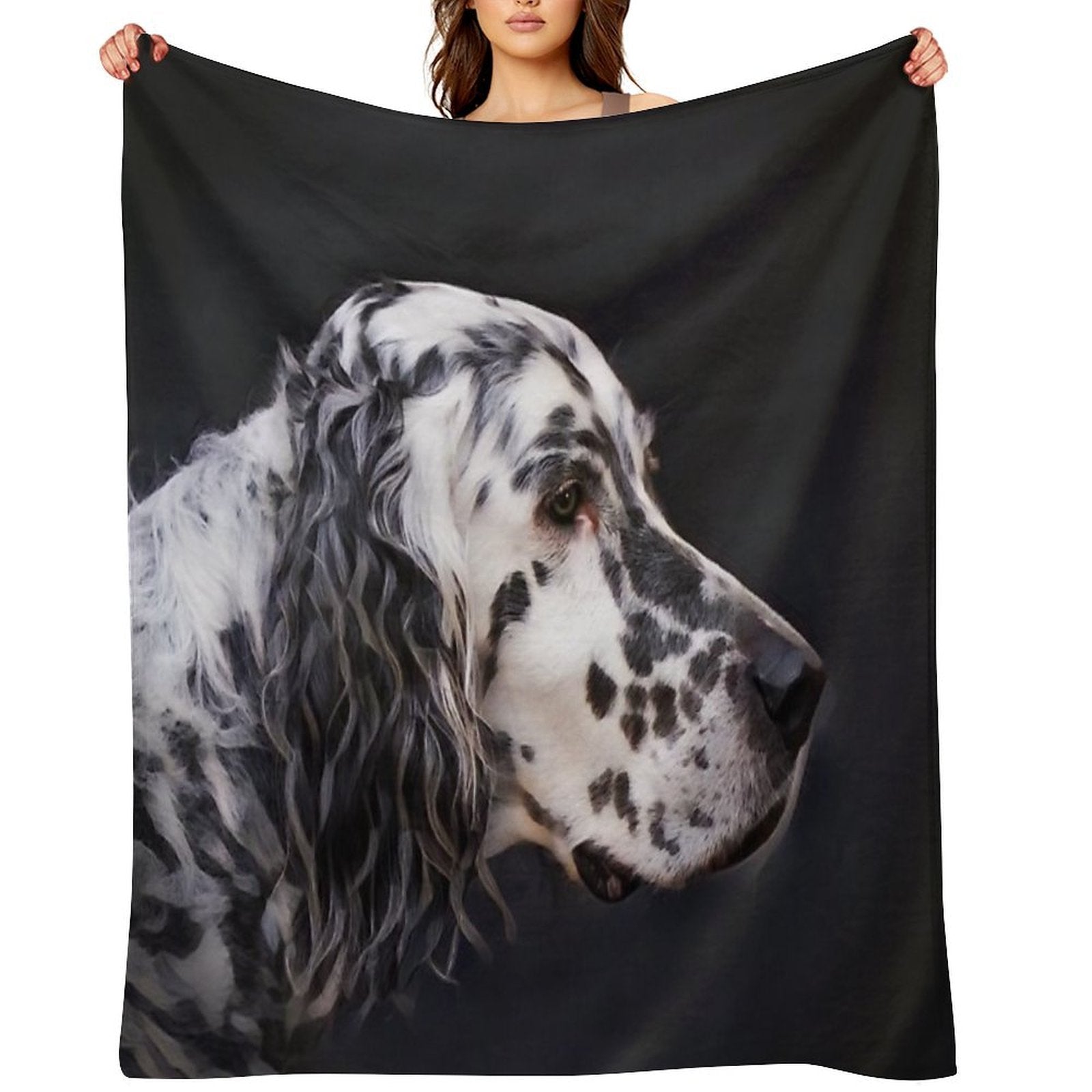 English Setter Dog With Hazel Eyes Premium Throw Blanket