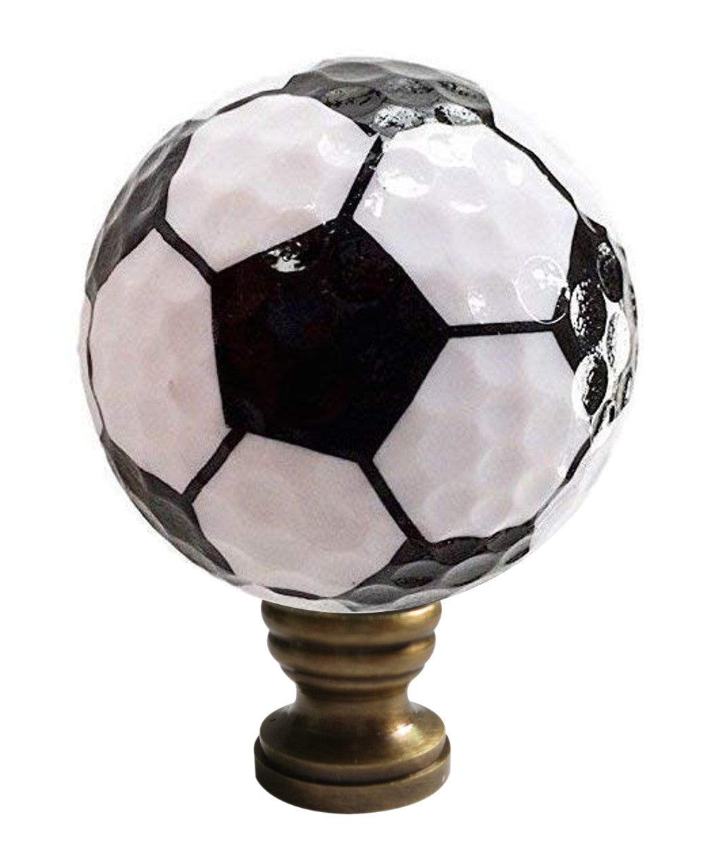 Soccer Ball Lamp Finial, Black and White Pentagon Pattern, 2.25