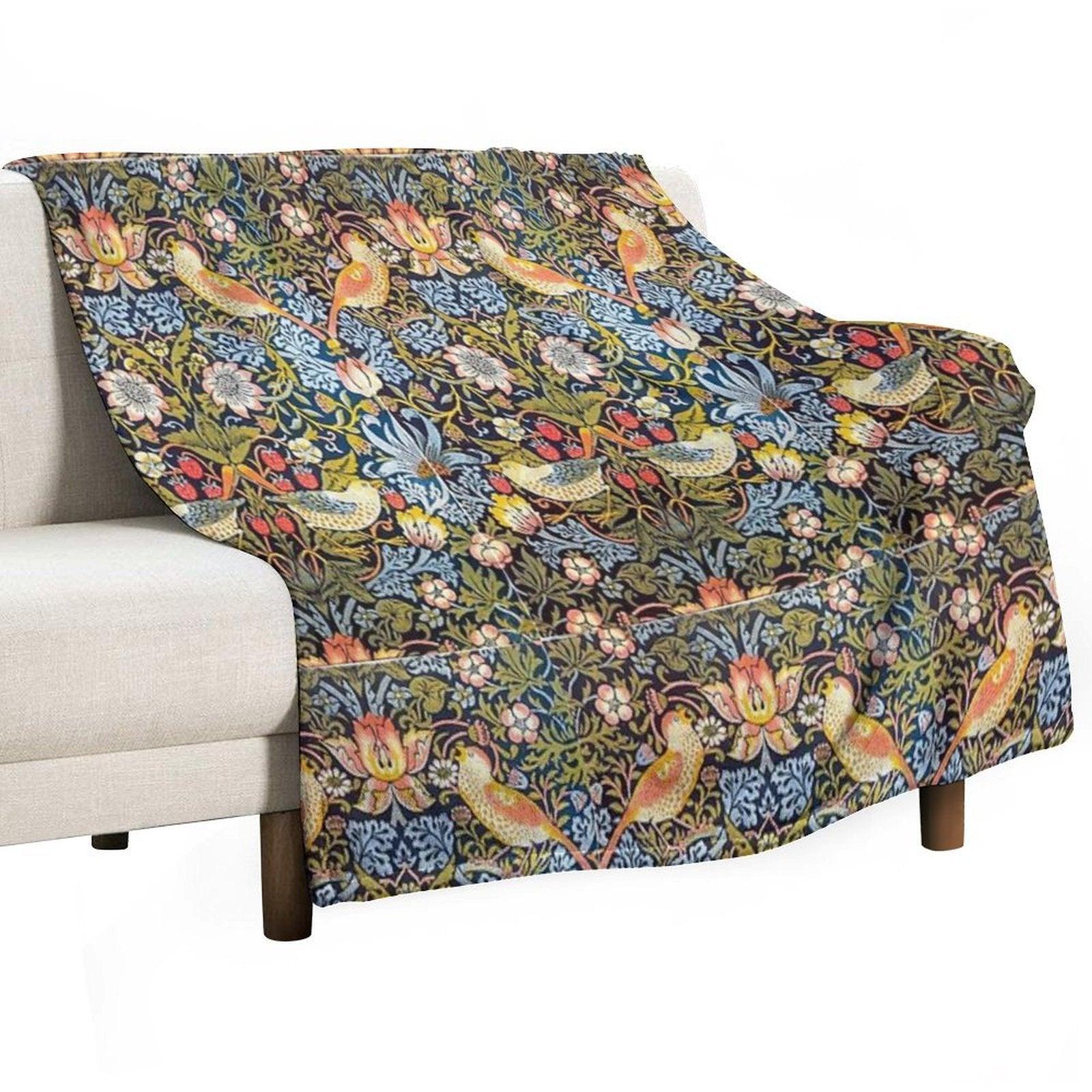William Morris Strawberry Thief Design 1883 Throw Blanket