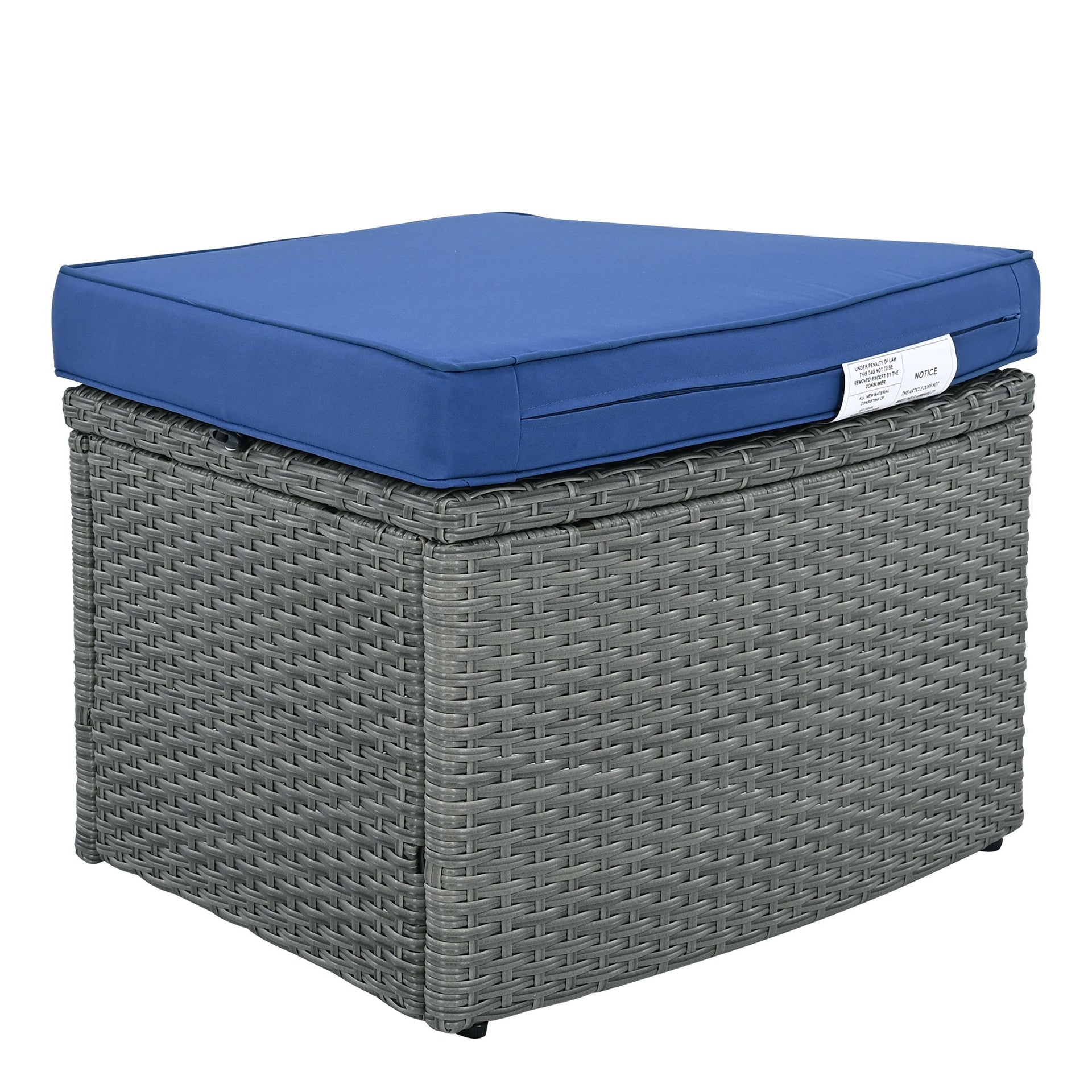 10-Piece Outdoor Sectional Half Round Patio Rattan Sofa Set, PE Wicker Conversation Furniture Set for Free Combination, Blue