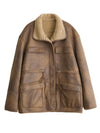 Women's Motorcycle Clothing Suede Lamb Wool Reverse Coat - Brown / S