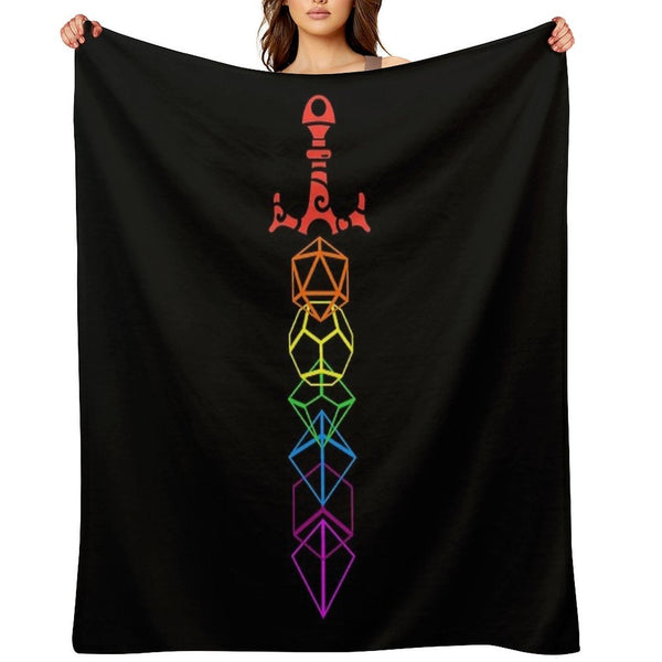 Dice Sword Rainbow Tabletop RPG Gaming Wrinkle-free Throw Blanket