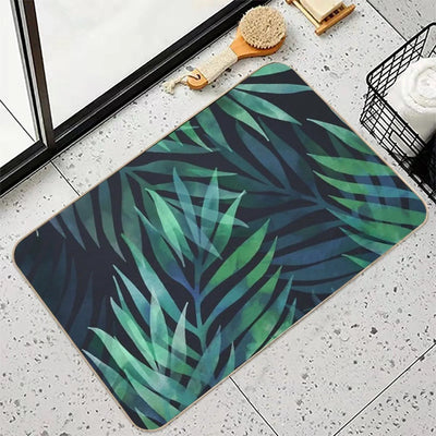 Dark Green Palms Leaves Pattern  Versatile Bath Mat