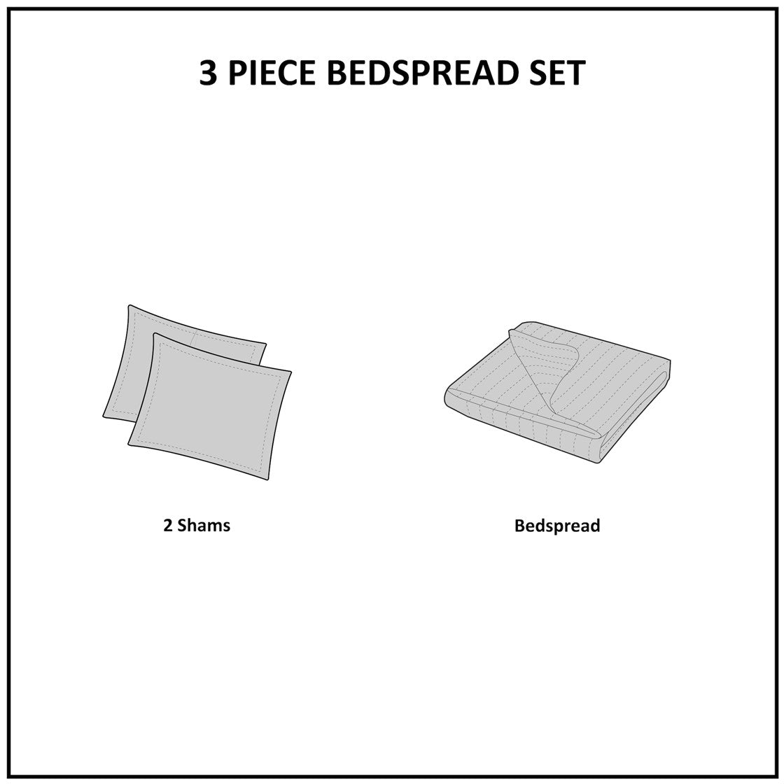 3 Piece Reversible Bedspread Set - Seafoam King/Cal King