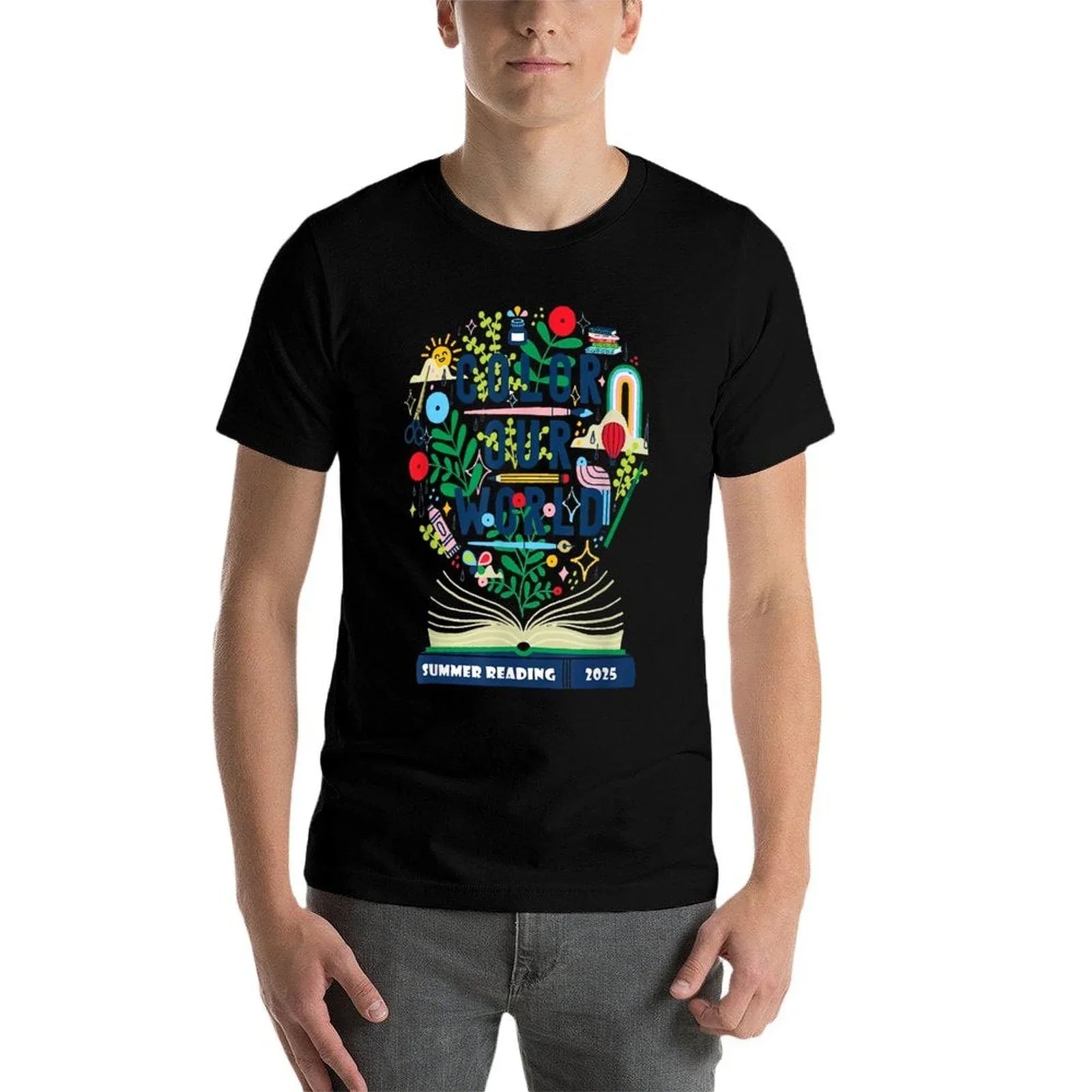 Color Our World Summer Reading 2025 Boho Wildflower Book  Relaxed-fit T-Shirt