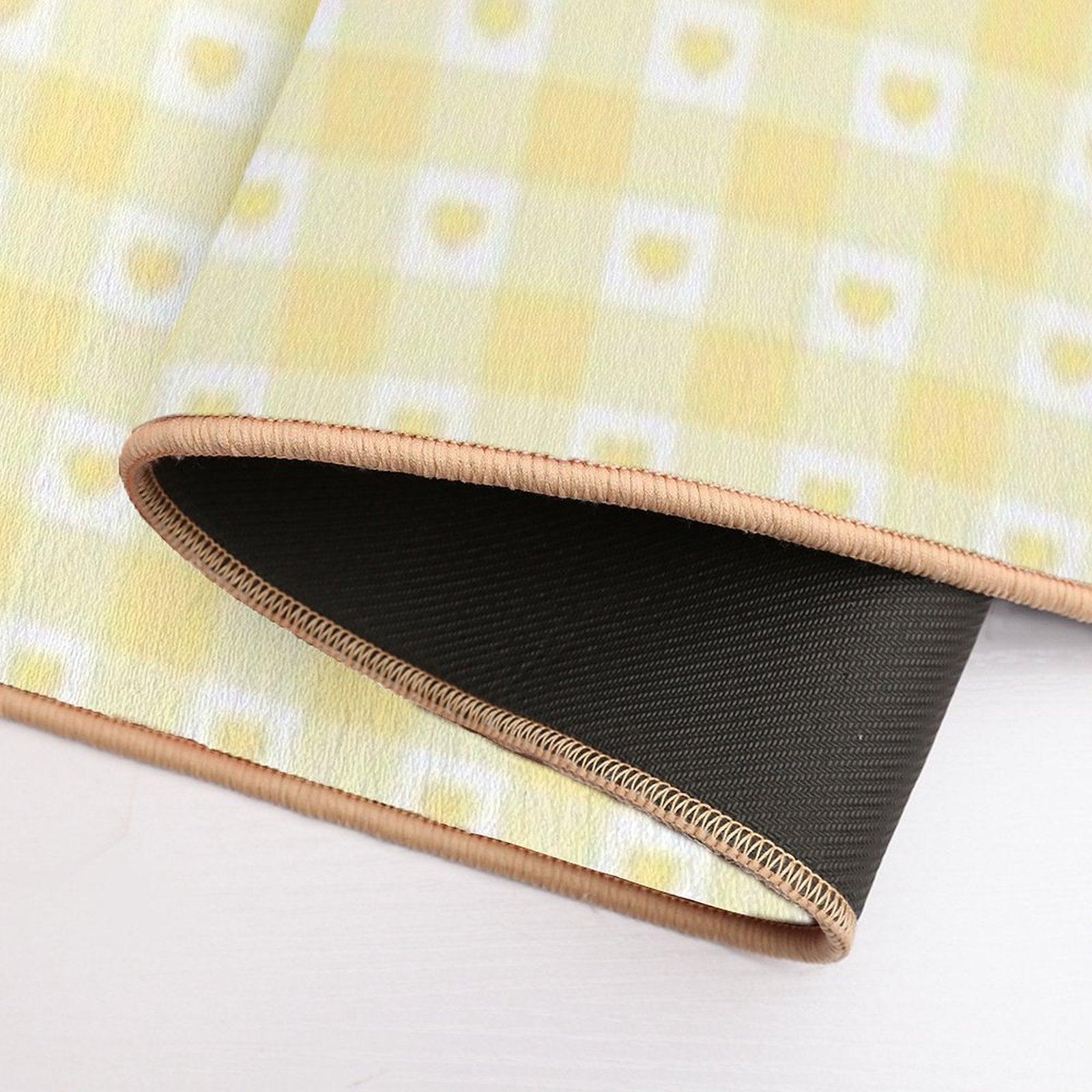 Yellow Heart Gingham Checkered Pattern  Non-Slip Bath Mat