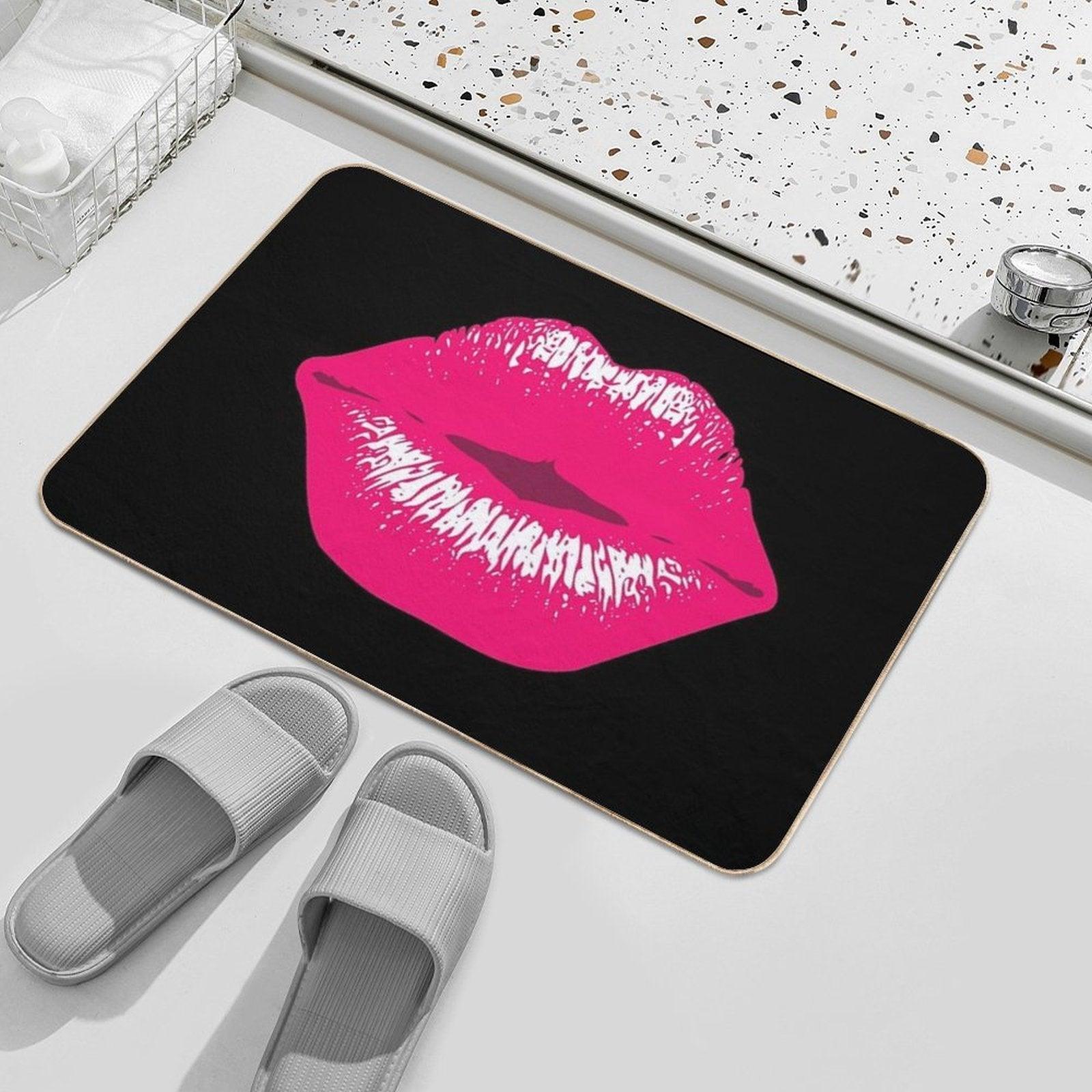 Pink Kiss Kissing Lips Lipstick Lipgloss Bath Mat