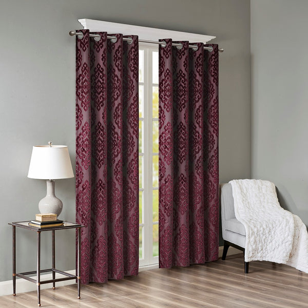 Mirage Knitted Jacquard Damask Total Blackout Grommet Top Curtain Panel by SunSmart - Gifts for You 'n Me