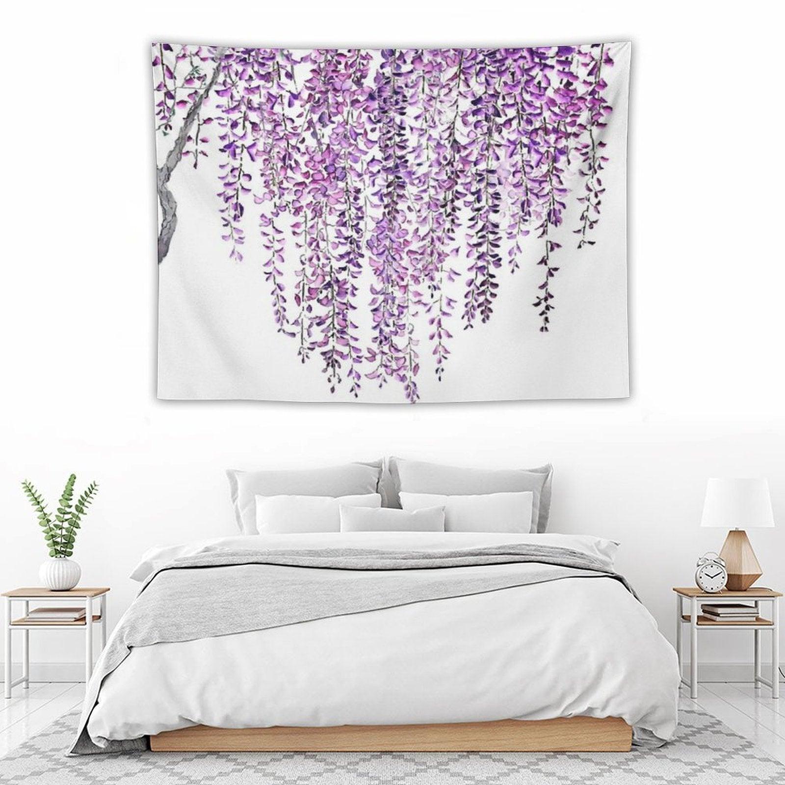 Hand Painted Purple Wisteria  in Bloom Tapestry
