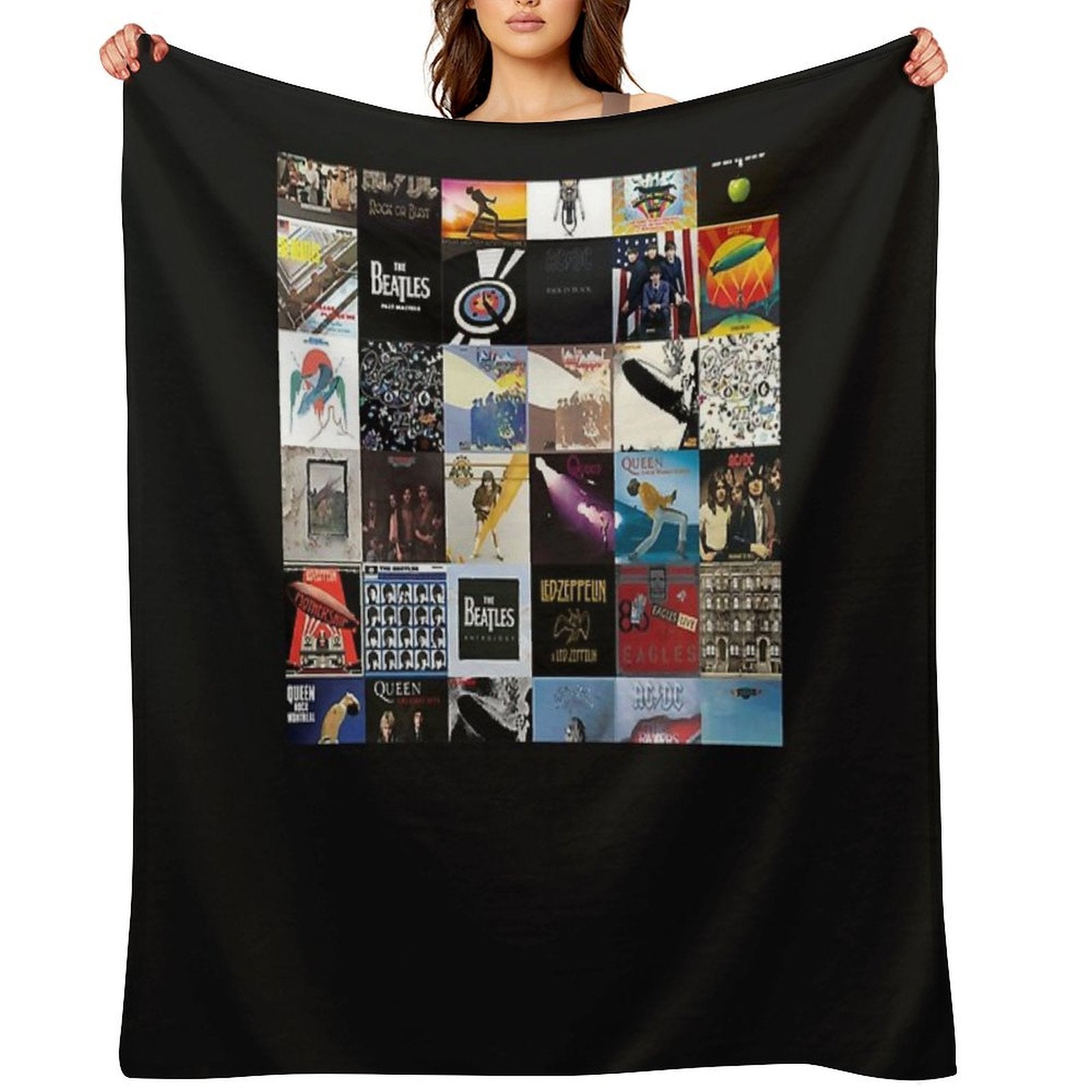 Rock Band Posters Collage Classic T-Shirt Lightweight Throw Blanket