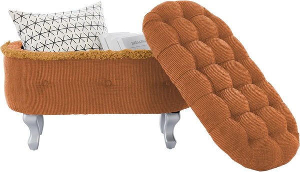 Orange Upholstered Storage Ottoman for Living Room