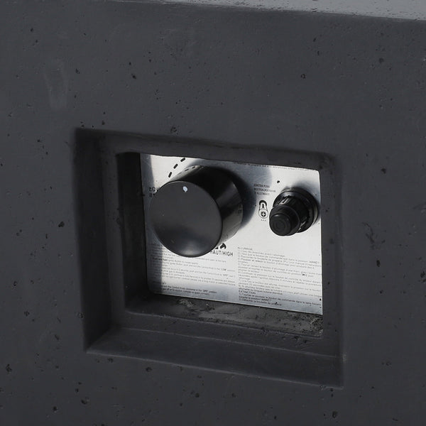 Modern 50,000 BTU Square MgO Fire Table with Propane Tank in Dark Grey