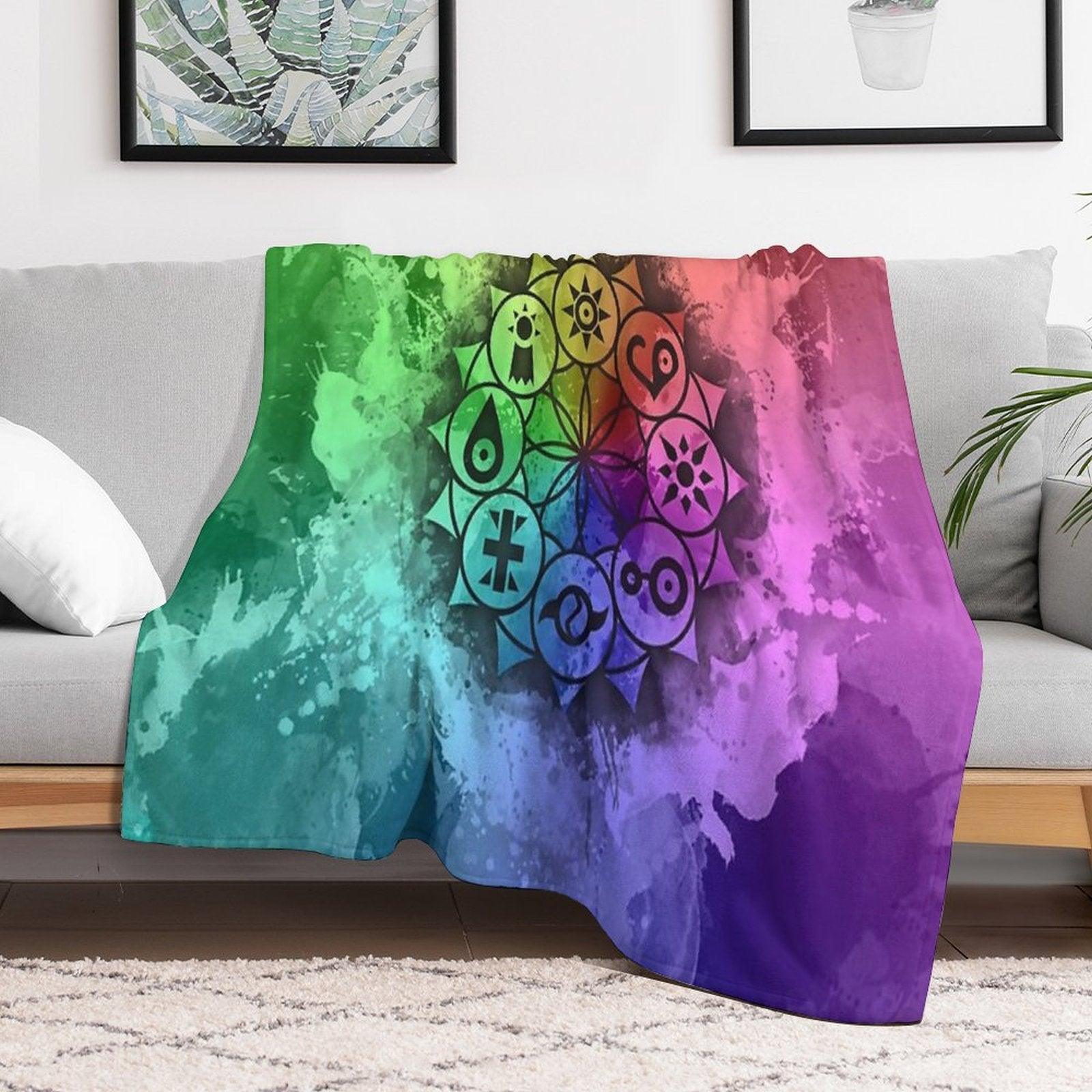 Digimon Mandala Paint Throw Blanket