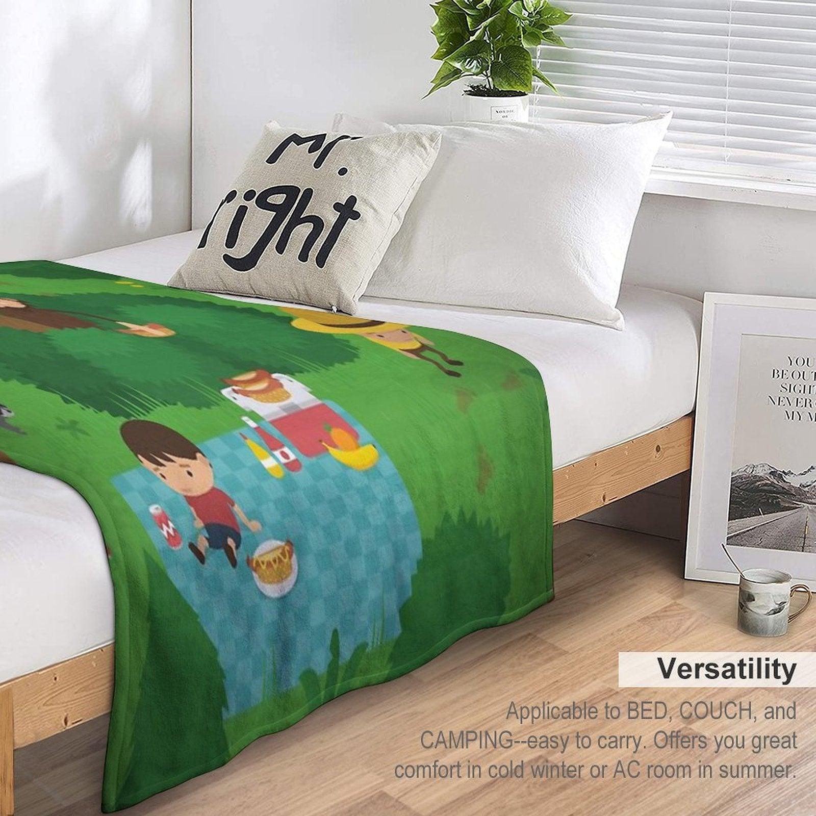 Sneaky Sasquatch Picnic Throw Blanket