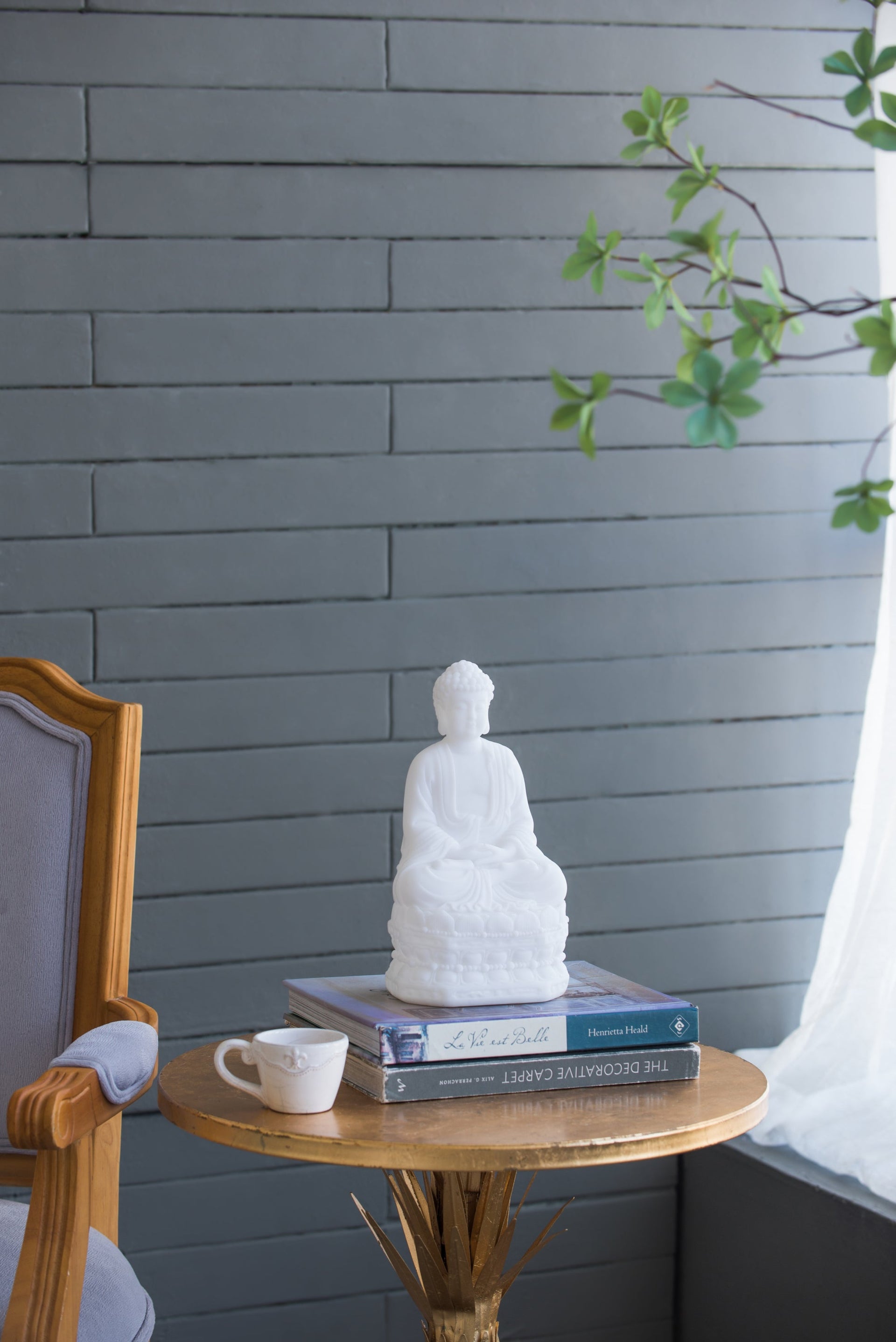 5.5x4.7x11.8' White Sitting Buddha Figure