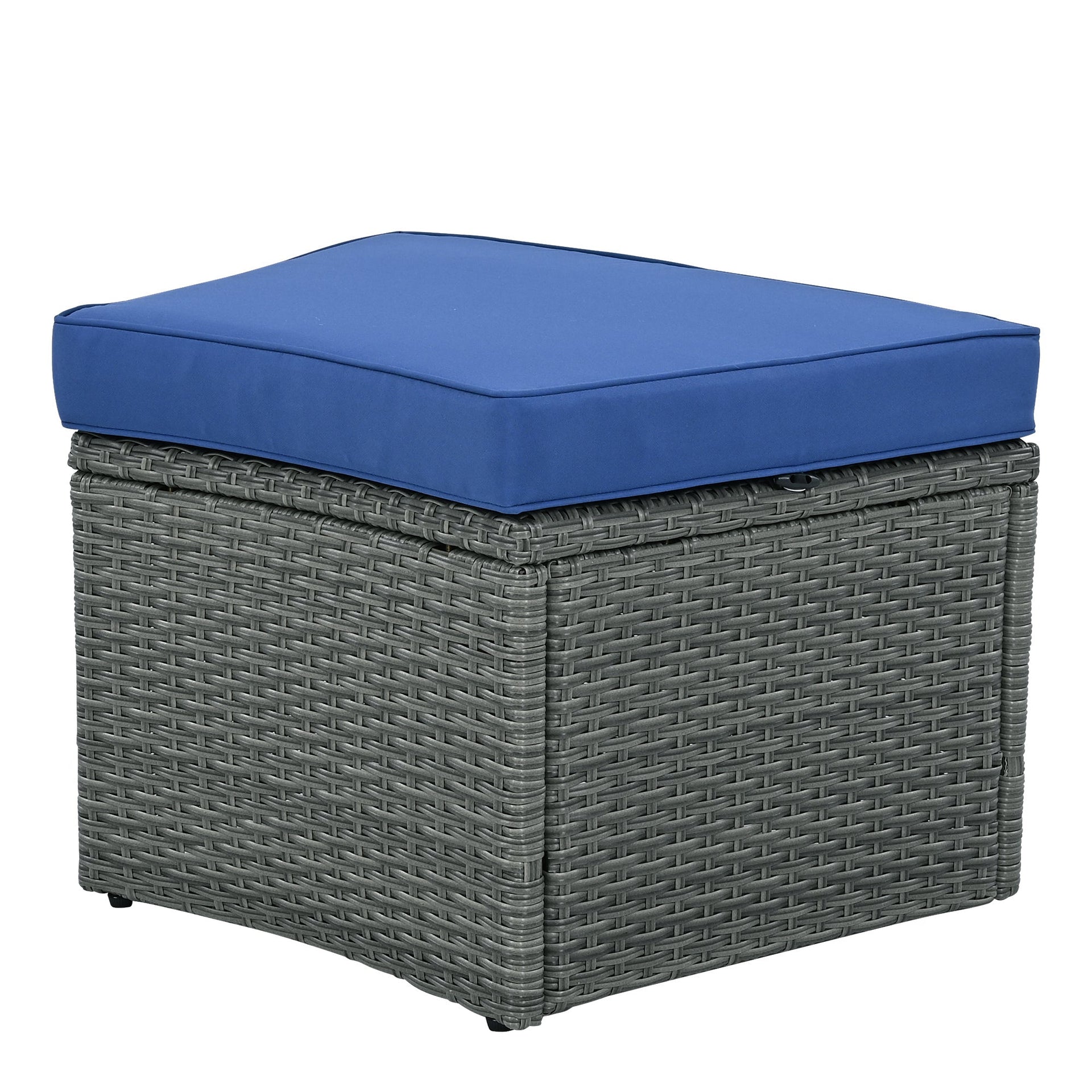 10-Piece Outdoor Sectional Half Round Patio Rattan Sofa Set, PE Wicker Conversation Furniture Set for Free Combination, Blue
