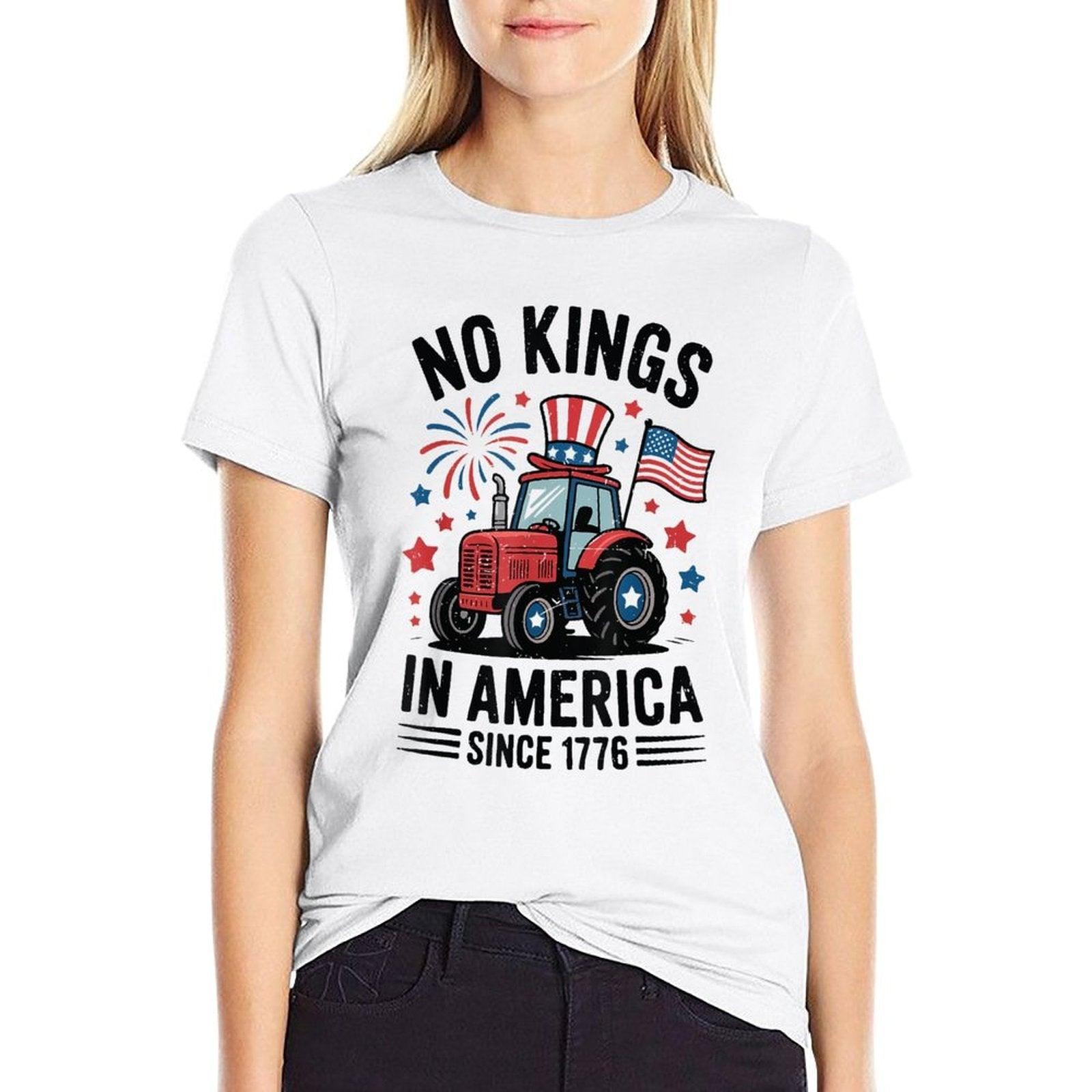 No Kings In America Funny 4th July Tractor Toddler  Stretchy T-Shirt