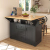 K&K 55.7'' Large Kitchen Island with Drop Leaf