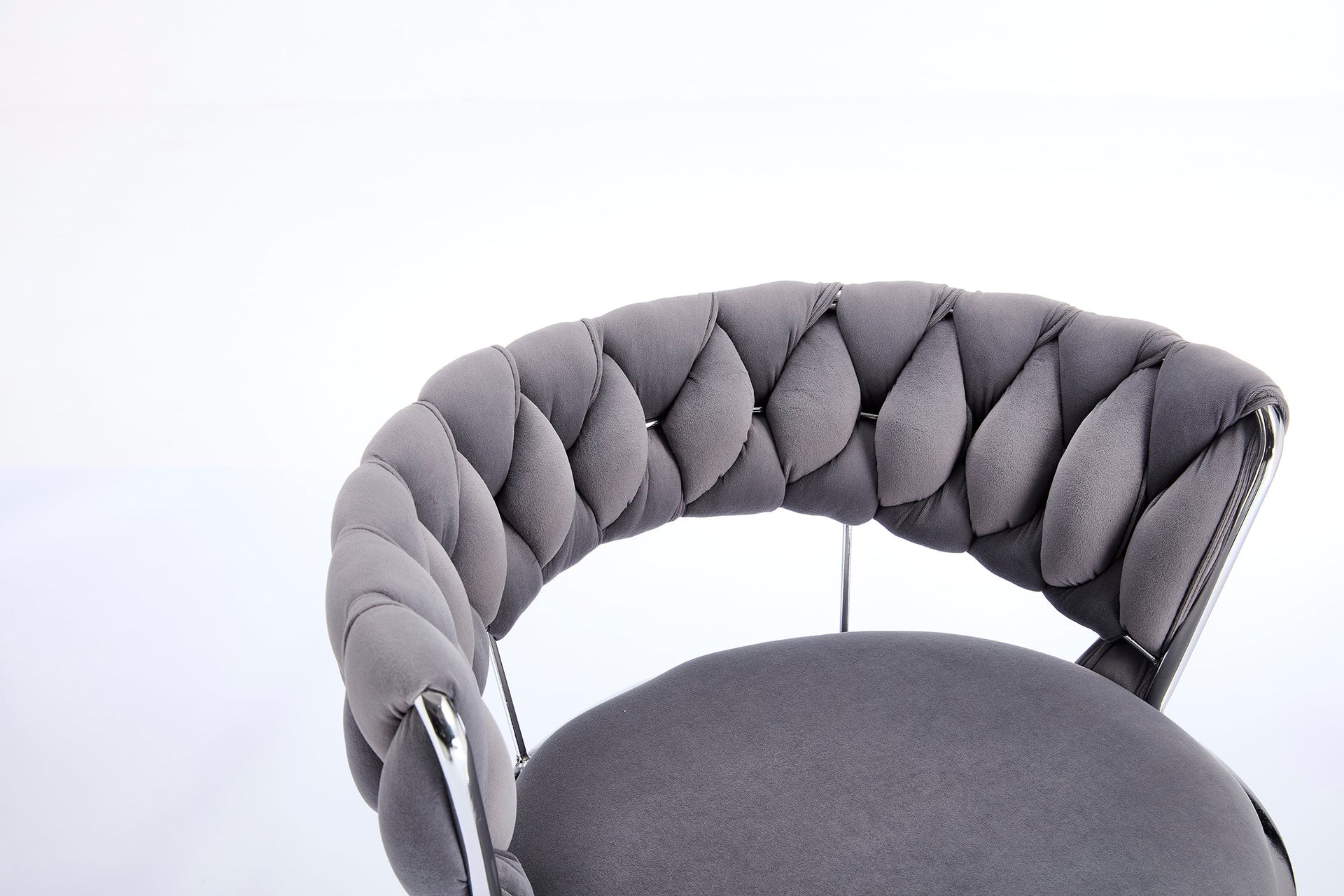 Set of 2 Bar Stools with Chrome Footrest & Base Swivel Height Adjustable Velvet