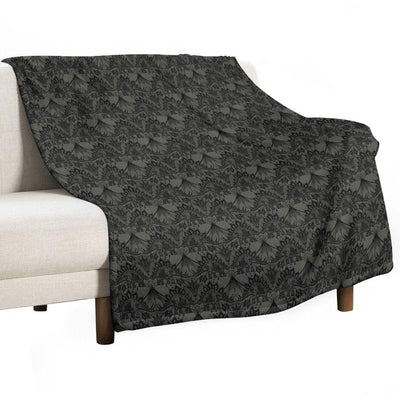 Stegosaurus Lace - Black  Grey Throw Blanket