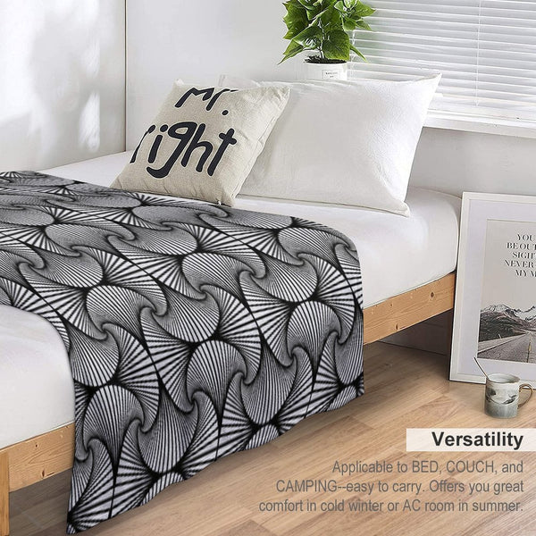 Pattern of Squares Black And White Farmhouse Travel-friendly Throw Blanket