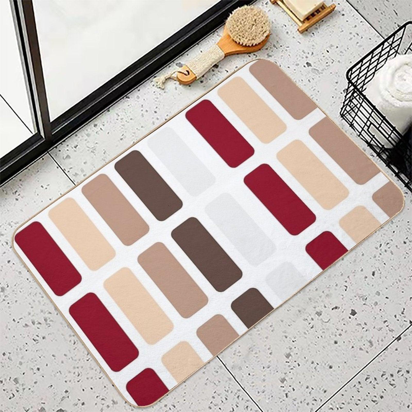 Red And Brown Rectangles Color Block Chic Bath Mat