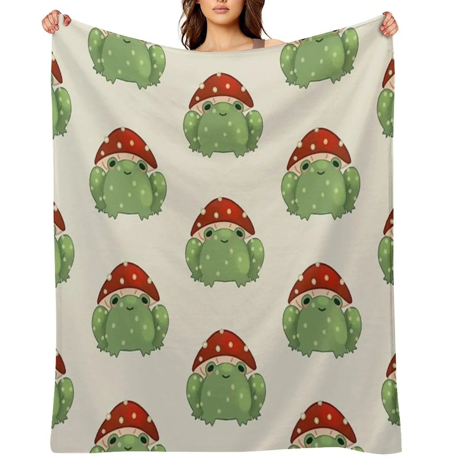 Mushroom Frog Throw Blanket