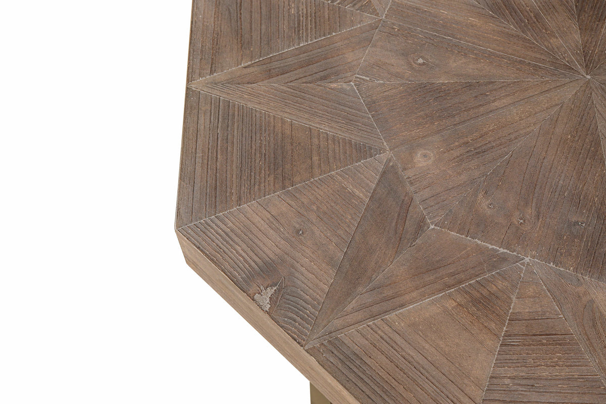 Wood Octagonal Vintage Patchwork Craft Farmhouse Wooden Tabl