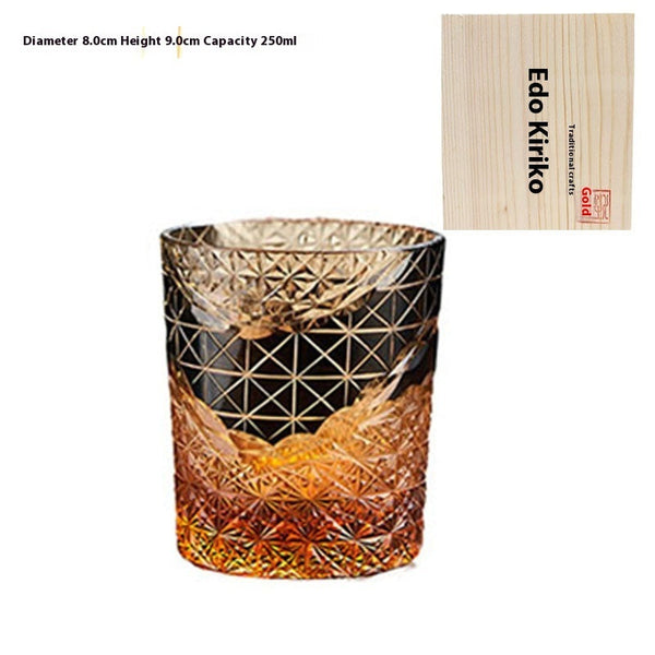 Edo Kiriko Japanese Handmade Cut Glass Cup – Single or Set of 4