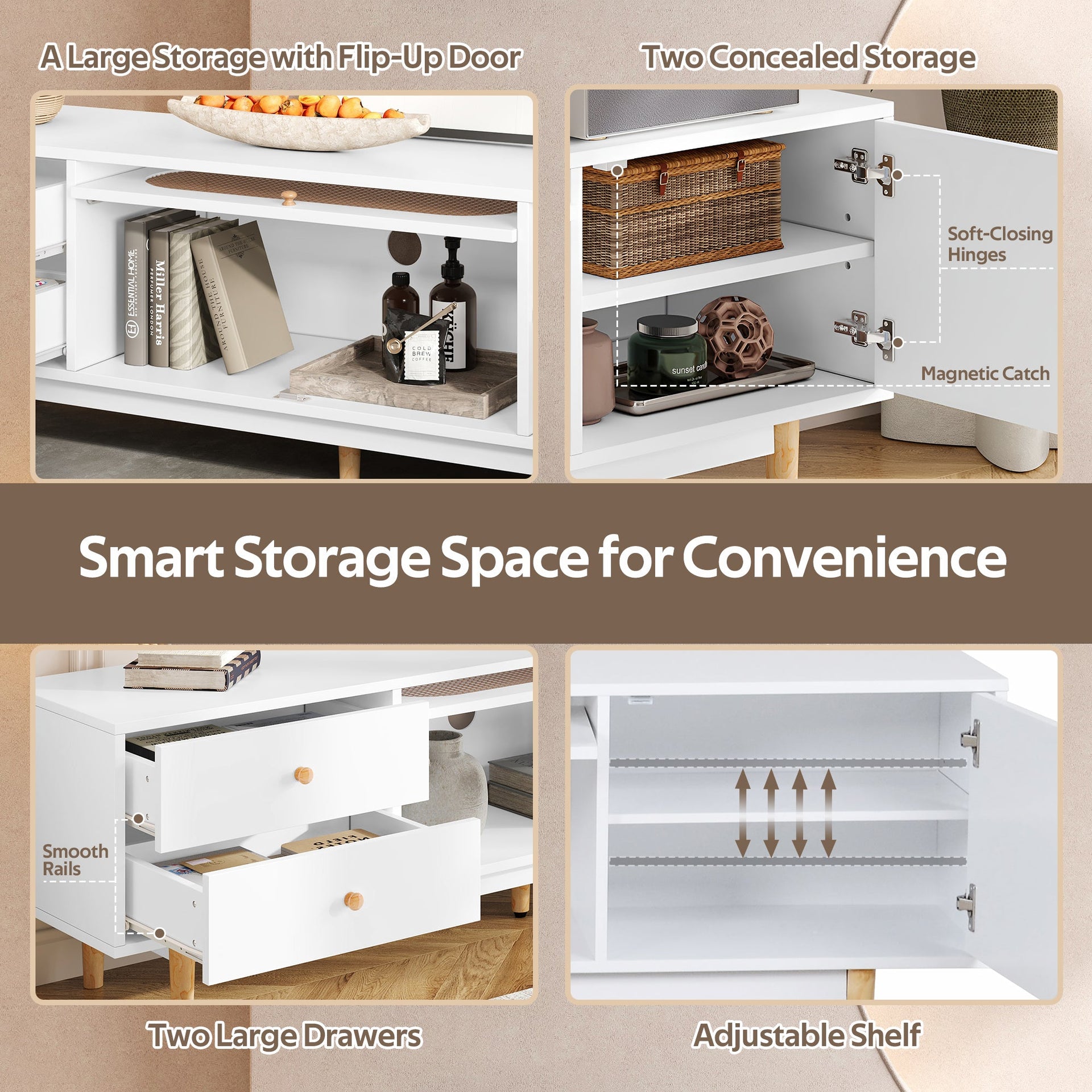 70 inch TV Stand for TVs up to 80 Inch, Minimalist TV Console Table with Drawers, Media Entertainment Center for Living Room, Bedroom