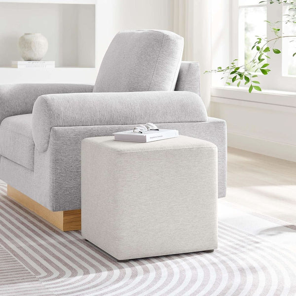 Callum 17 Inch Ivory Square Hand crafted Textured Woven Ottoman